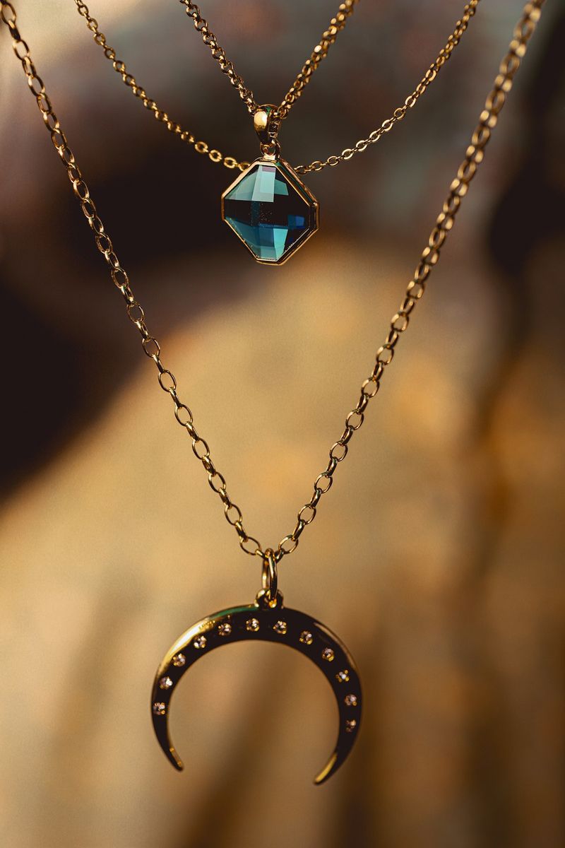 Collier double rang Lune dorée